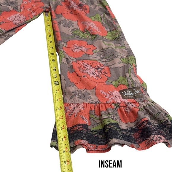 Matilda Jane Floral Big Ruffles Western Boho Flare Pull on Pants Girl's Size 10 - Picture 11 of 12
